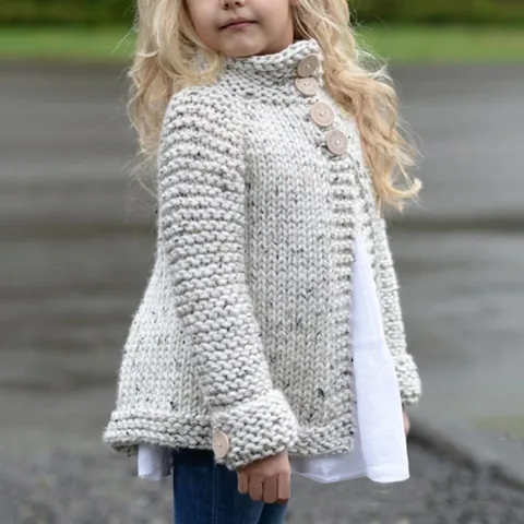 Meisjes Gebreid Vest Trui Lange Mouw Effen Kleur Single Breasted Warme Jas Voor Kinderen Herfst Winter Acryl Breiwerk