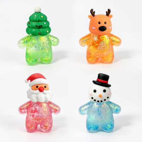Série de Noël TPR Jouet Squishy Maltose Sensoriel Soulagement du Stress Jouet Bonhomme de Neige Père Noël Renne Forme