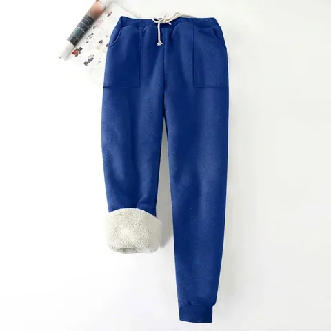 Pantalones de Chándal con Forro Polar para Mujer Invierno Holgados Gruesos Harem Joggers Cálidos Cintura Alta Cordón Casual