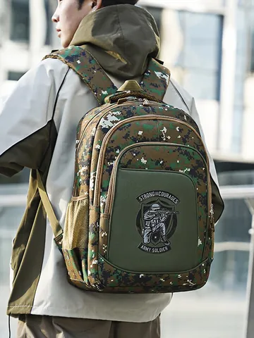 Zaino Scolastico per Bambini Mimetico Grande Capacità Zaino in Nylon per Studenti delle Elementari Ultraleggero Design Soldato Militare Borsa da Viaggio per Ragazzi