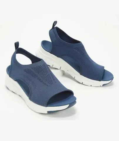 Women Flyknit Mesh Peep Toe Sport Sandals Polyurethane Sole Platform Flat Casual Shoes Breathable Footwear For Summer Daily