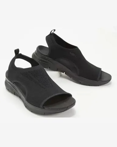 Women Flyknit Mesh Peep Toe Sport Sandals Polyurethane Sole Platform Flat Casual Shoes Breathable Footwear For Summer Daily