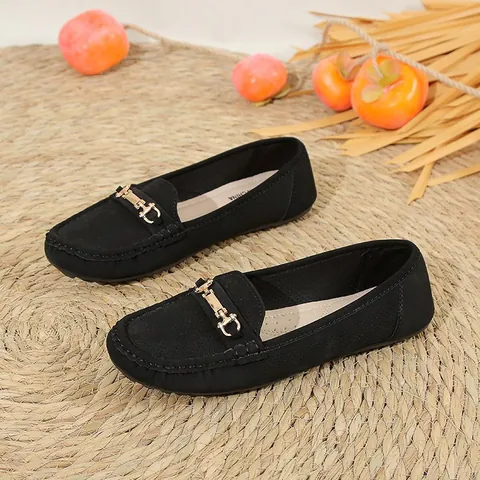 Women Casual Canvas Loafers Comfortable Hollow Out Soft Sole Mother Shoes Flat Horsebit Buckle Slip On Moccasins