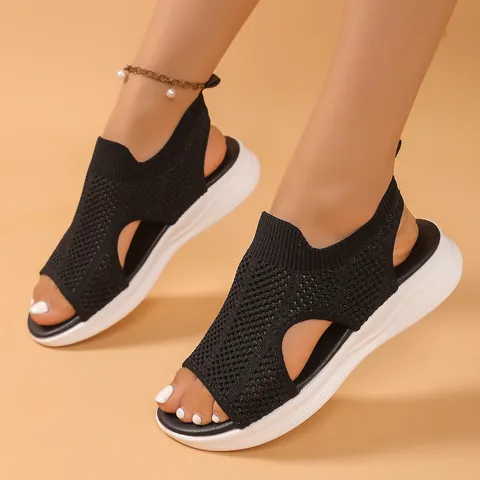 Γυναικεία Σανδάλια Flyknit Mesh Αναπνεύσιμα Peep Toe Αθλητικά Παπούτσια Πλατφόρμα Ελαφριά Casual Μαλακή Σόλα Παπούτσια Περπατήματος