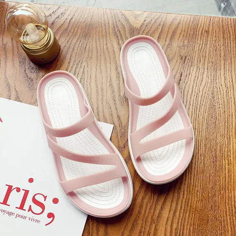 Summer Women Flat Slippers Minimalist Three-Strap PU Leather Sandals Non-Slip Outdoor Beach Slides Plus Size Casual Footwear