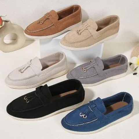 Women European British Style Vintage Loafers Flat Slip On Mules Metal Buckle Casual Canvas Shoes Comfortable Walking Shoes