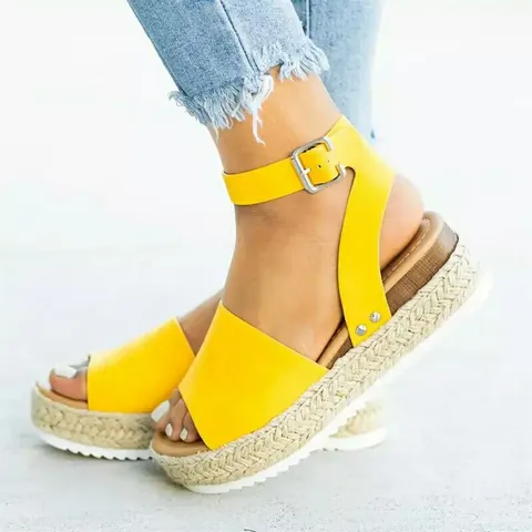 Sandales à Talon Compensé Imprimé Léopard en Microfibre pour Femmes Plateforme Boucle Espadrille Semelle Jute Chaussures