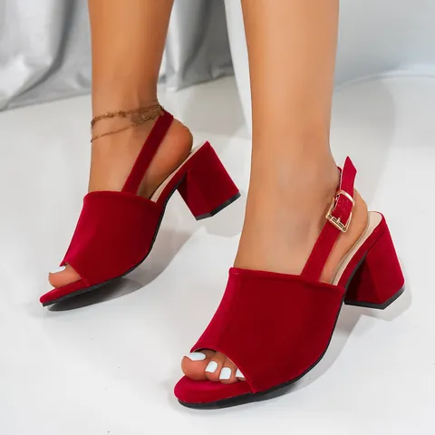 Sandales à Talons Hauts pour Femmes Bout Ouvert en Suédine Talon Bloc Bride de Cheville Boucle Sandales Été Soirée Grandes Tailles