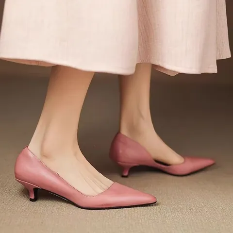 Women Pointed Toe Kitten Heels Pumps Elegant Shallow Mouth Faux Fur PU Leather Office Lady Professional Dress Single Shoes