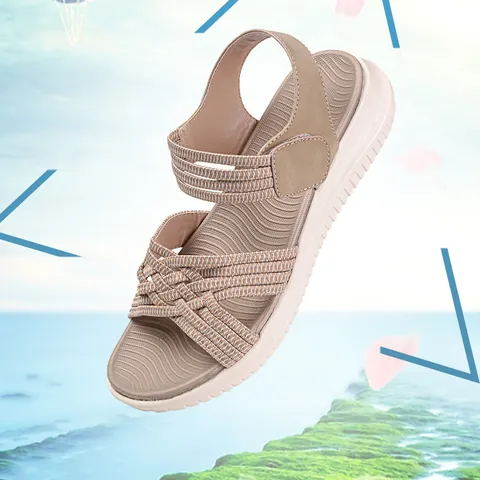 Women Bohemian Platform Sandals Summer Beach Shoes Lightweight PU MD Crisscross Braided Straps Comfortable Walking Sandals