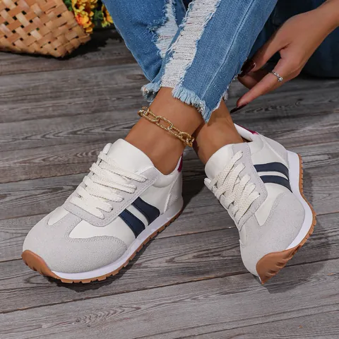 Women Casual Sports Shoes Breathable Cloth Suede Patchwork Fashion Lightweight Running Travel Walking Sneakers