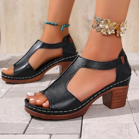 Women Peep Toe Wedge Sandals Roman Style Platform High Heels Open Toe Summer Casual Roman Sandals