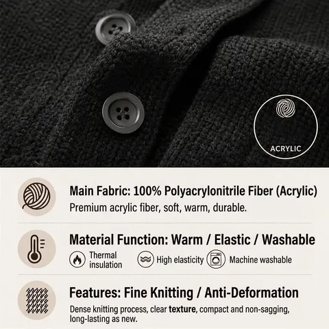Men's Casual Knitted Cardigan Sweater Shawl Collar Button Down Long Sleeve Solid Color Warm Loose Knitwear Outerwear Jacket