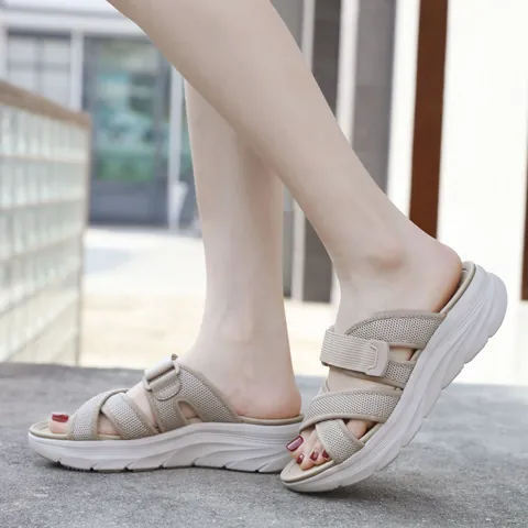 Women Sporty Platform Sandals Comfortable Lightweight Cross Strap Wedge Slippers Summer Casual Open Toe Shoes for Women