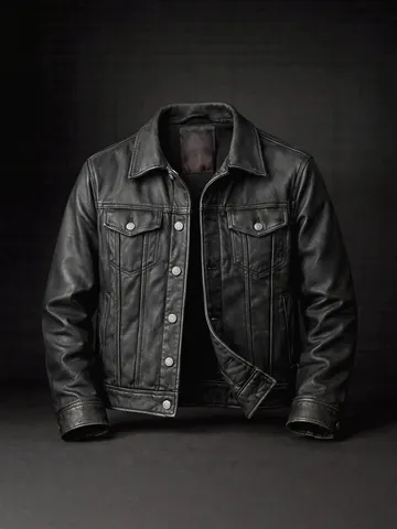 Men Retro PU Leather Jacket Lapel American Workwear Style Motorcycle Coat Solid Color Single Breasted Pockets Outerwear