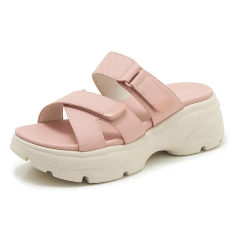 Women Platform Slides Chunky Sandals Adjustable Velcro Straps Anti-Slip Sporty Summer Casual Thick Sole Shoes For Ladies