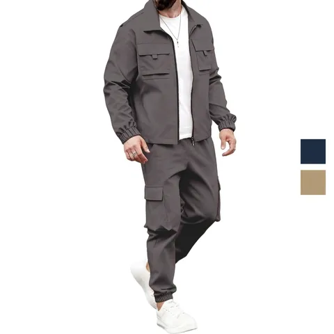 Herren American Vintage Workwear Anzug Baumwollmischung Bomberjacke Und Cargohose Set Top And Bottom Für Casual Outdoor