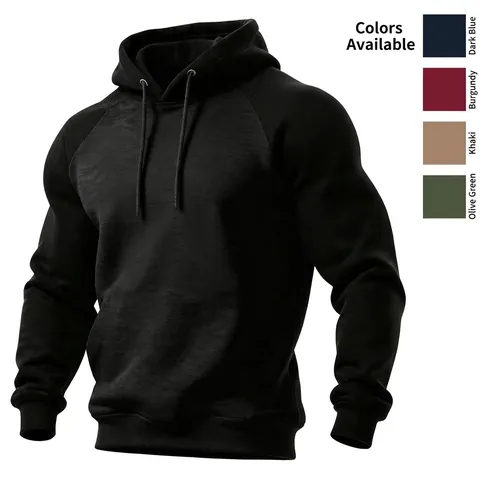 Sudadera Gruesa con Capucha para Hombre Estilo Americano Vintage Raglán Color Contraste Forro Felpa Holgada Top