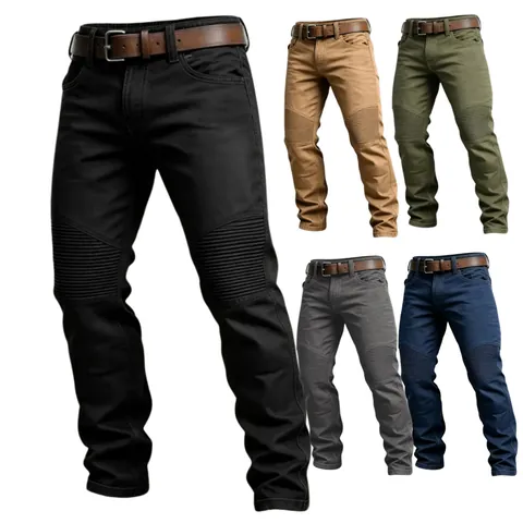 Men's 100% Cotton American Cargo Pants Casual Outdoor Straight Leg Trousers With Belt Stitched Striped Knee Work Pants