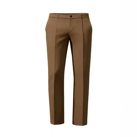 Pantalones de Vestir Casuales de Negocios para Hombre de Pierna Recta Color Sólido Formales de Poliéster para Oficina Trabajo