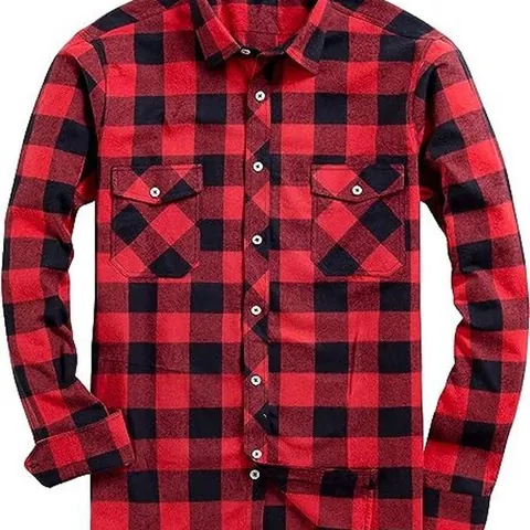 Herren Casual Karo Flannelhemd Langarm Buffalo Check Button Down Top mit Taschen Koreanischer Stil Lockere Passform Hemd