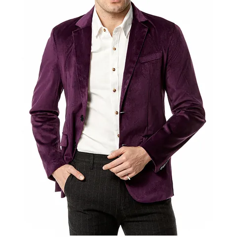Men's Luxury Velvet Blazer Notch Lapel 2-Button Casual Suit Jacket For Wedding Party Formal Event Stylish Outerwear Top