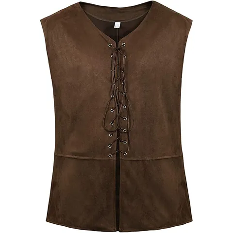 Gilet de Pirate de la Renaissance Médiévale pour Hommes Femmes Gothique Steampunk Sans Manches Haut à Lacets Costume de Scène Rétro