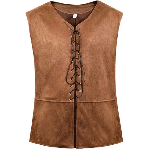 Gilet de Pirate de la Renaissance Médiévale pour Hommes Femmes Gothique Steampunk Sans Manches Haut à Lacets Costume de Scène Rétro