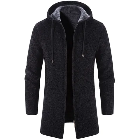Chaqueta de Cárdigan con Capucha y Forro de Felpa de Chenilla de Invierno para Hombre Suéter de Punto Cálido Abrigo con Cremallera Casual de Manga Larga
