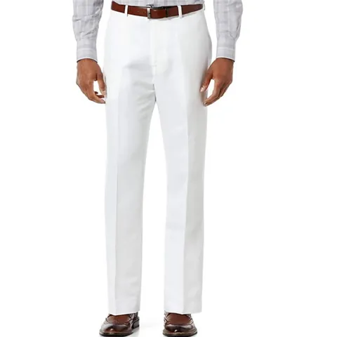 Men's Casual Cotton Linen Blend Pants Breathable Solid Color Straight Leg Trousers With Pockets Everyday Business Casual Chinos