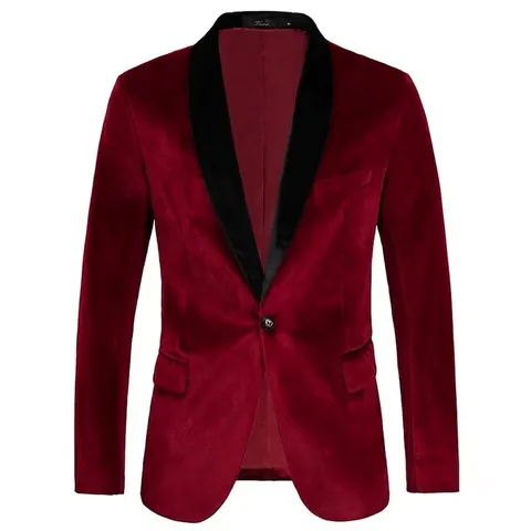 Heren Slim Fit Fluwelen Pak Jas Luxe Goud Fluweel Sjaalkraag Eén Knoop Casual Blazer Voor Bruiloft Feest Podium Optreden