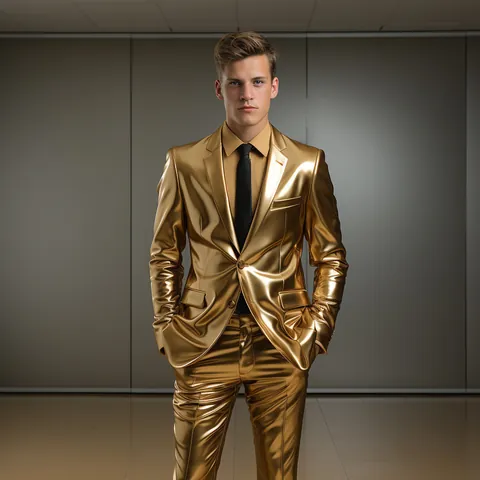 Men Shiny Metallic Gold Silver Suit Set Notch Lapel Single Breasted Blazer With Pants Party Stage Nightclub Costume Wear