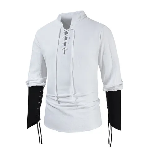 Blouse à Volants Gothique Médiévale Unisexe Chemise Vintage Jacquard Polyester Manches Longues Renaissance Pirate Top Femme