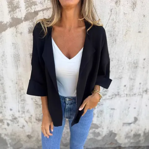 Dames Imitatiesuède Cardigan Jas Effen Kleur Revers Open Voorkant Casual Herfst Lente Top