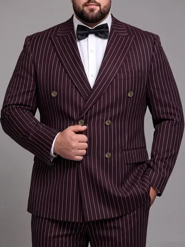 Heren Pak Set Grote Maten Krijtstreep Double Breasted Blazer en Broek Zakelijk Bruiloft Banket Formeel Pak