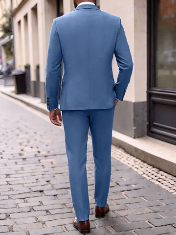 Men's Formal Business Suit Set Slim Fit Contrast Peak Lapel Tuxedo For Wedding Banquet Professional Polyester Top And Bottom