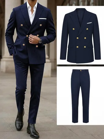 Men Business Suit Set Notch Lapel Slim Fit 2 Piece Tuxedo For Wedding Banquet Party Gentlemen Polyester Suit Top And Bottom