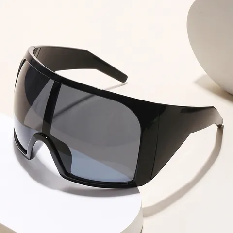 Futuristic Oversized Shield Sunglasses One Piece Lens Sports Sun Glasses UV400 Protection PC Frame For Women Men