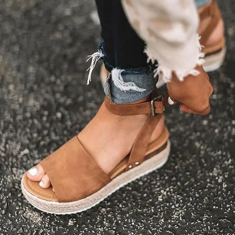 Women's Espadrille Wedge Sandals Platform Leopard Snake Print Open Toe One Band Ankle Strap Buckle Summer Beach Shoes