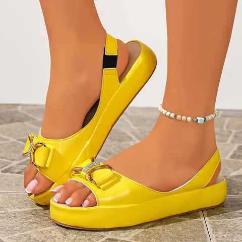 Women's European Fashion Platform Sandals Rhinestone Bowknot High Heel Slides Summer Outdoor Thick Sole Slippers Plus Size
