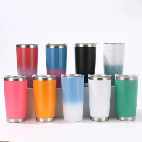 20oz Stainless Steel Vacuum Insulated Tumbler Double Wall Travel Mug Gradient Color Coffee Cup With Lid For Car Office Home