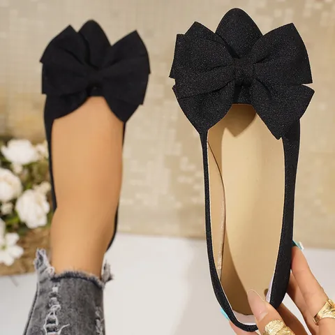 Damen Eckige Zehe Schleife Ballett Wohnungen Lässig Slip-on Weiche Sohle Flache Schuhe Leicht Täglich Bequem Wanderschuhe