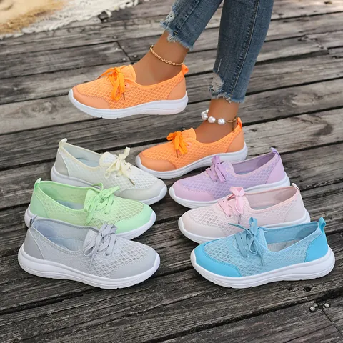 Women Denim Mesh Slip On Loafers Breathable Casual Flat Walking Shoes Lightweight Comfortable Daily Outdoor Sneakers