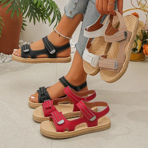 Sandali con Plateau da Donna Estivi Casual a Fascia Unica con Chiusura a Strappo Minimalista Tinta Unita Suola Spessa Scarpe da Spiaggia
