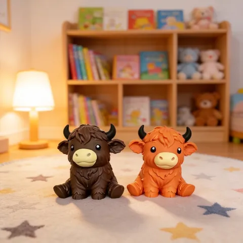 Mucca delle Highland Squishy Giocattolo Antistress Morbido TPR Animale Giocattolo da Spremere per Sollievo Ansia Divertente Giocattolo Sensoriale