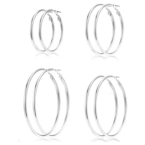 Large Round Hoop Earrings Simple Stainless Steel Minimalist Geometric Fashion Circle Jewelry For Women