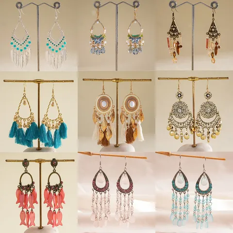 Pendientes Largos Borla Geométrica Aleación Resina Nuevo Estilo Chino Vintage Esmaltado Elegante Joyería Moda Mujer Regalo