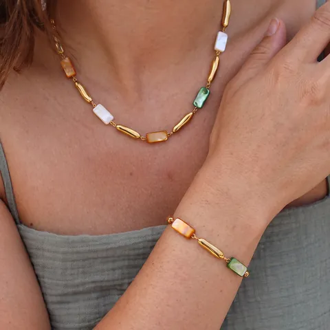 Geometric Stainless Steel Shell Necklace And Bracelet Gold Plated 18K Fashion Jewelry Minimalist Elegant Jewelry Set For Women