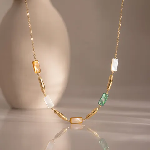 Geometric Stainless Steel Shell Necklace And Bracelet Gold Plated 18K Fashion Jewelry Minimalist Elegant Jewelry Set For Women