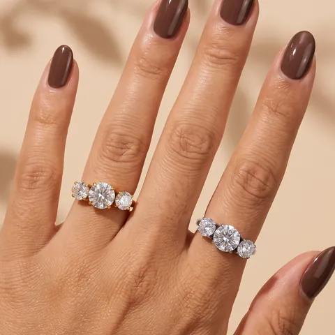 Eleganter Edelstahl Drei-Steine Zirkonia Offener Ring Für Damen Luxuriöser Verstellbarer Polierter Geometrischer Mode Fingerschmuck